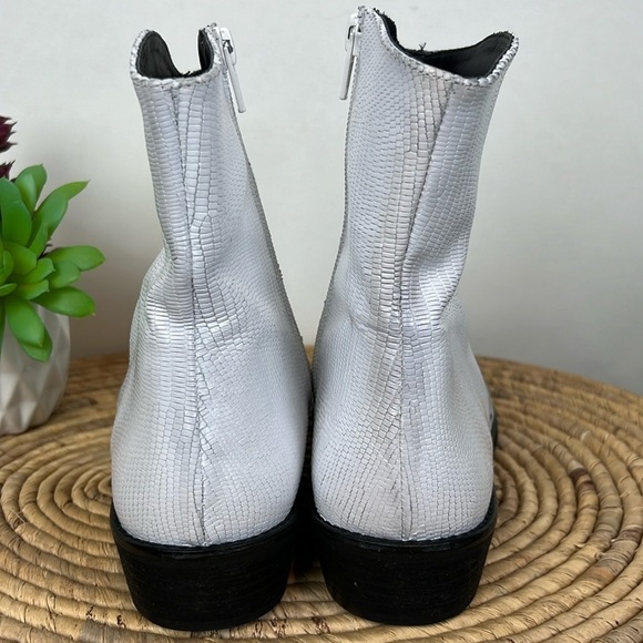 Free People Luke Western Boot White Zipper Leather Reptile 7.5 - Picture 3 of 9
